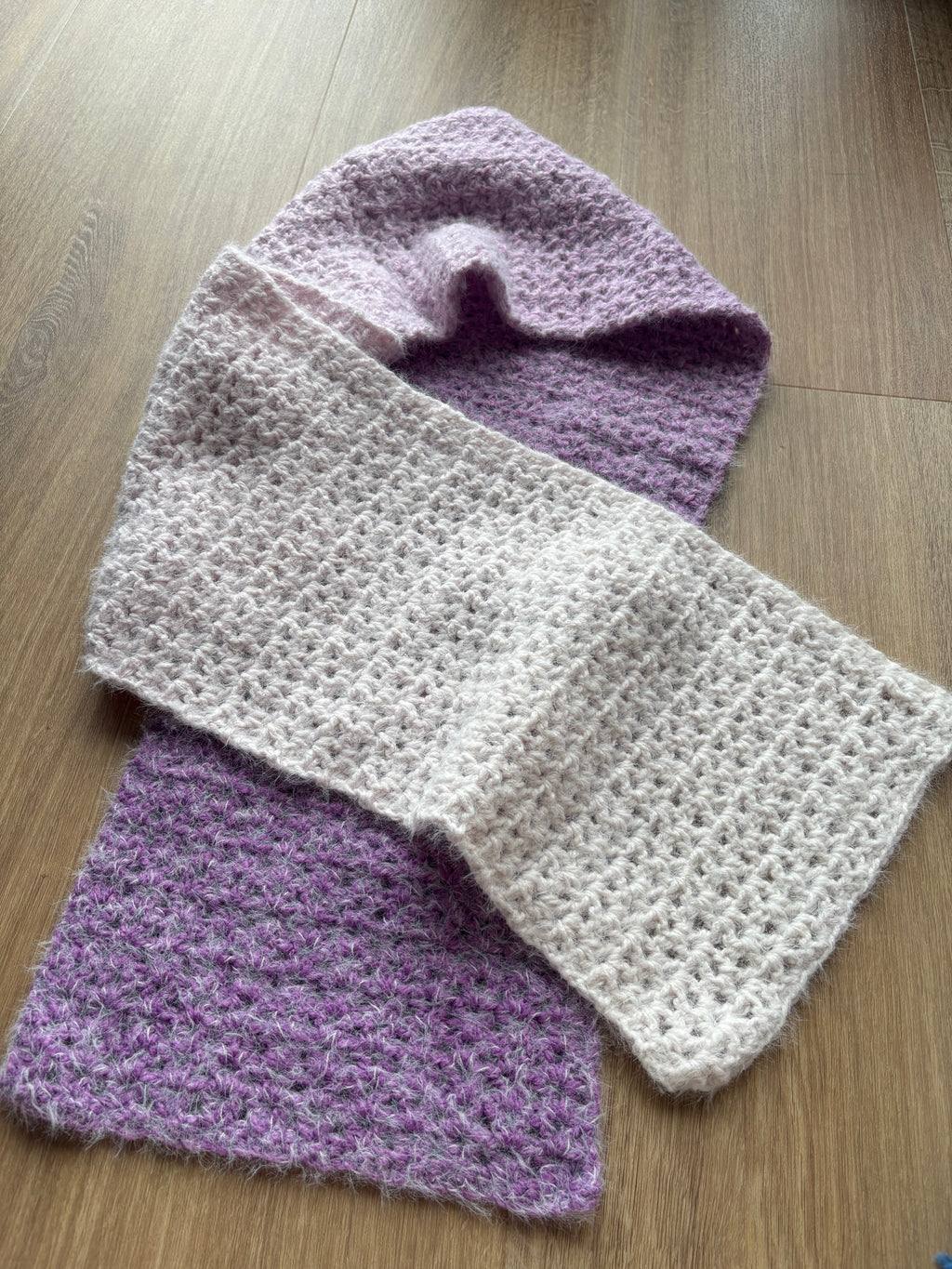 Purple Fluffy Crochet Ombre Scarf