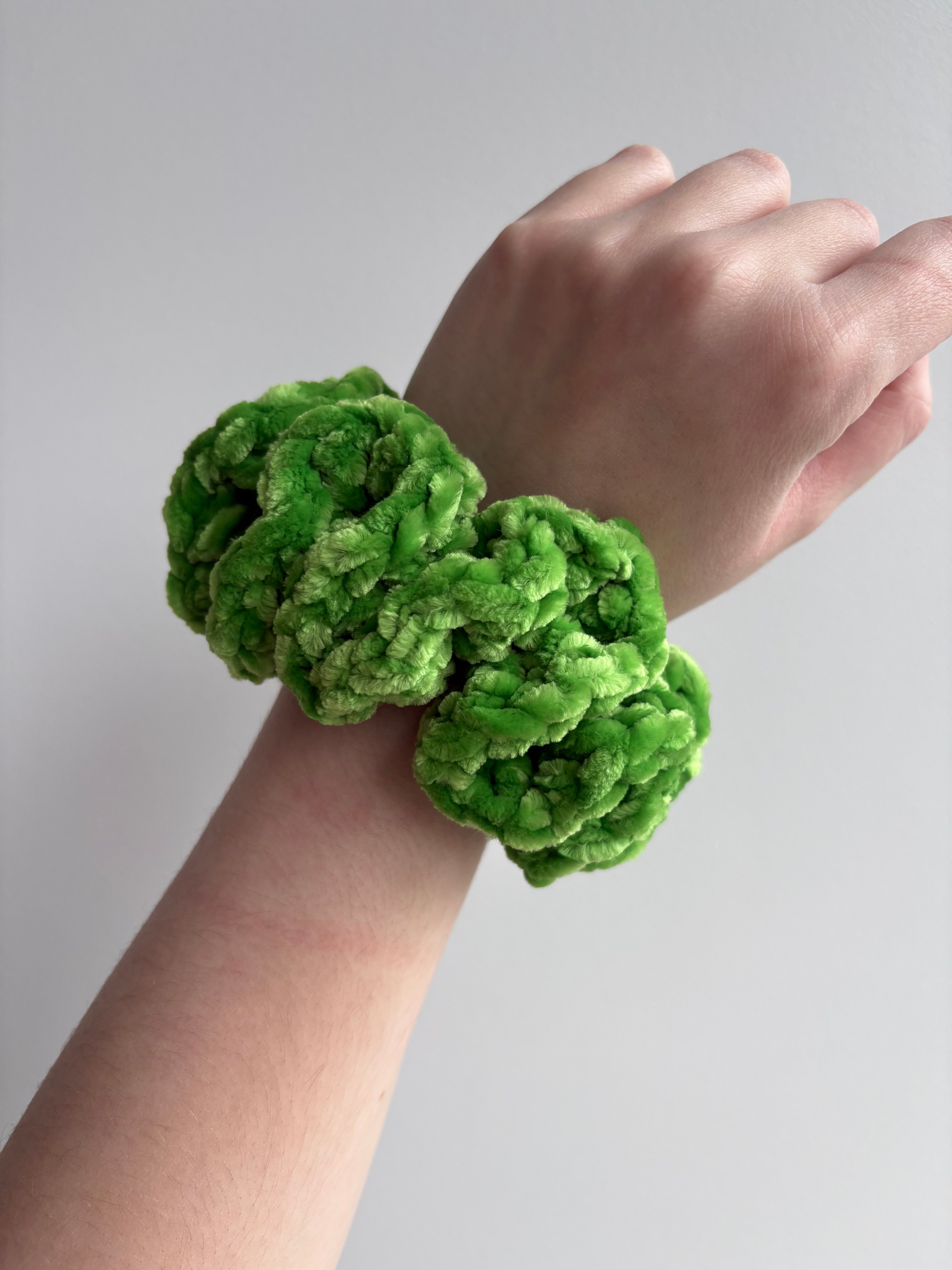 Frog Velvet Crochet Scrunchie