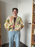 Large White and Spring Crochet Cardigan