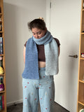 Blue Fluffy Crochet Ombre Scarf