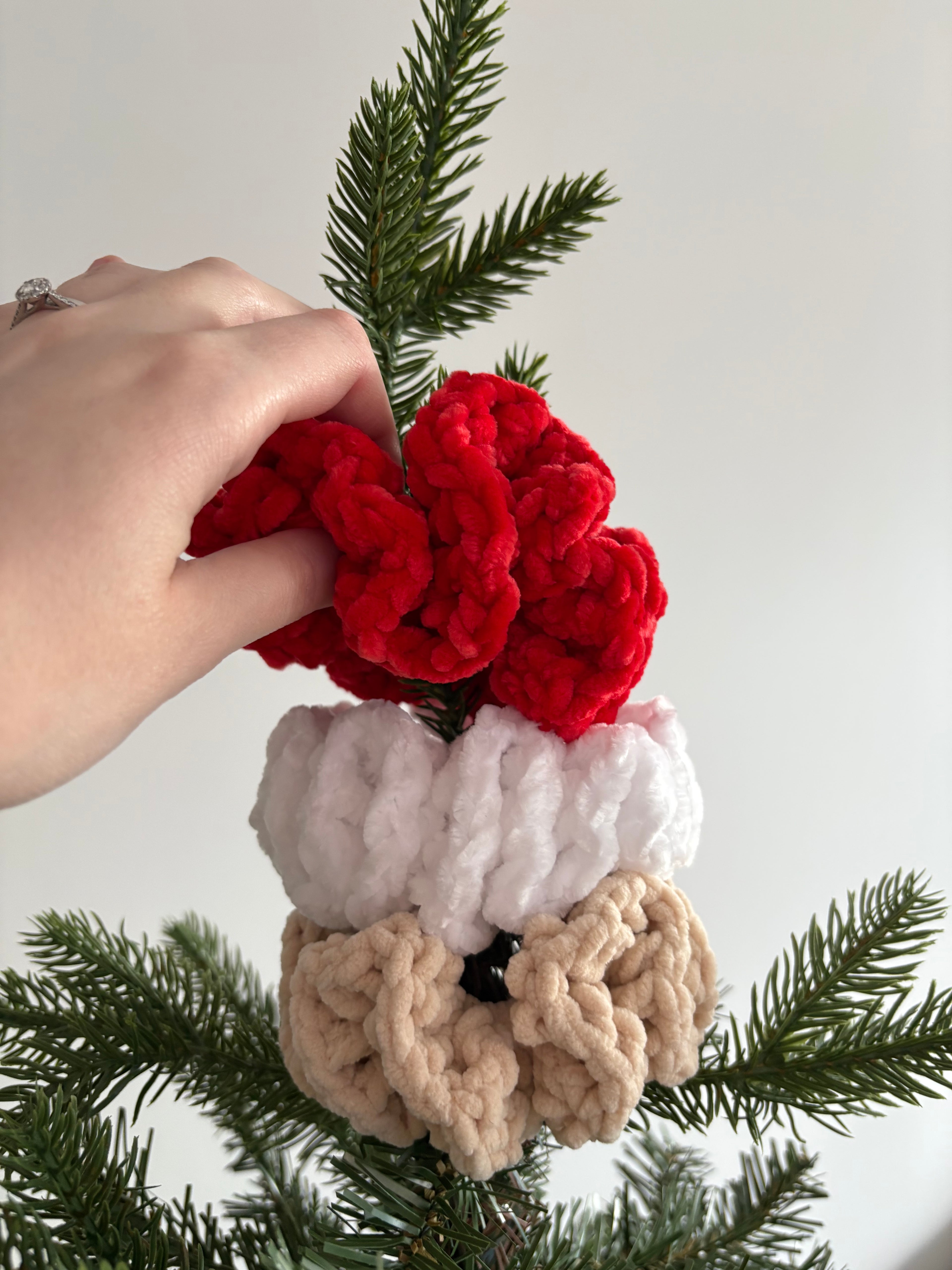 Christmas Red Velvet Crochet Scrunchie