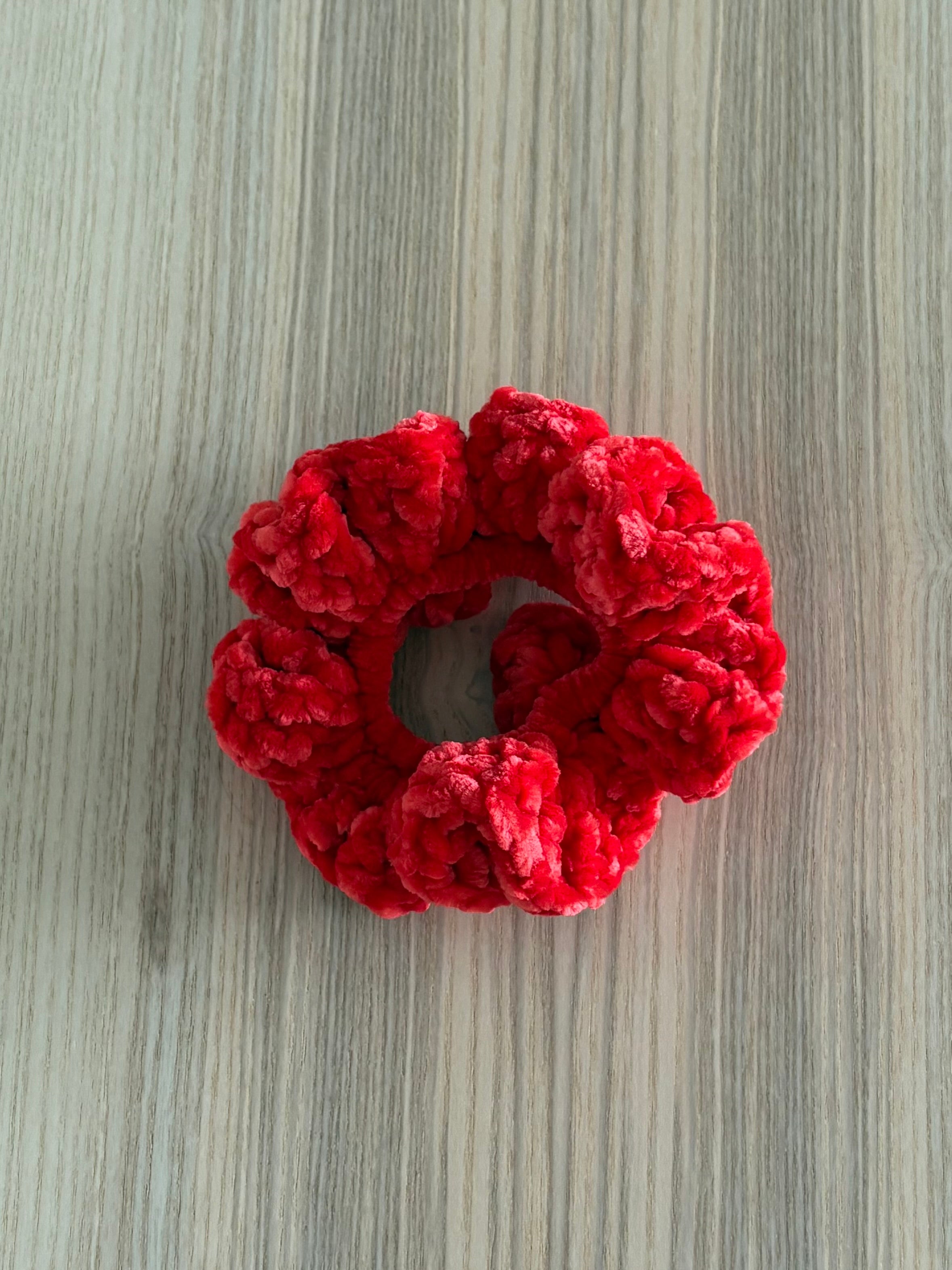 Christmas Red Velvet Crochet Scrunchie