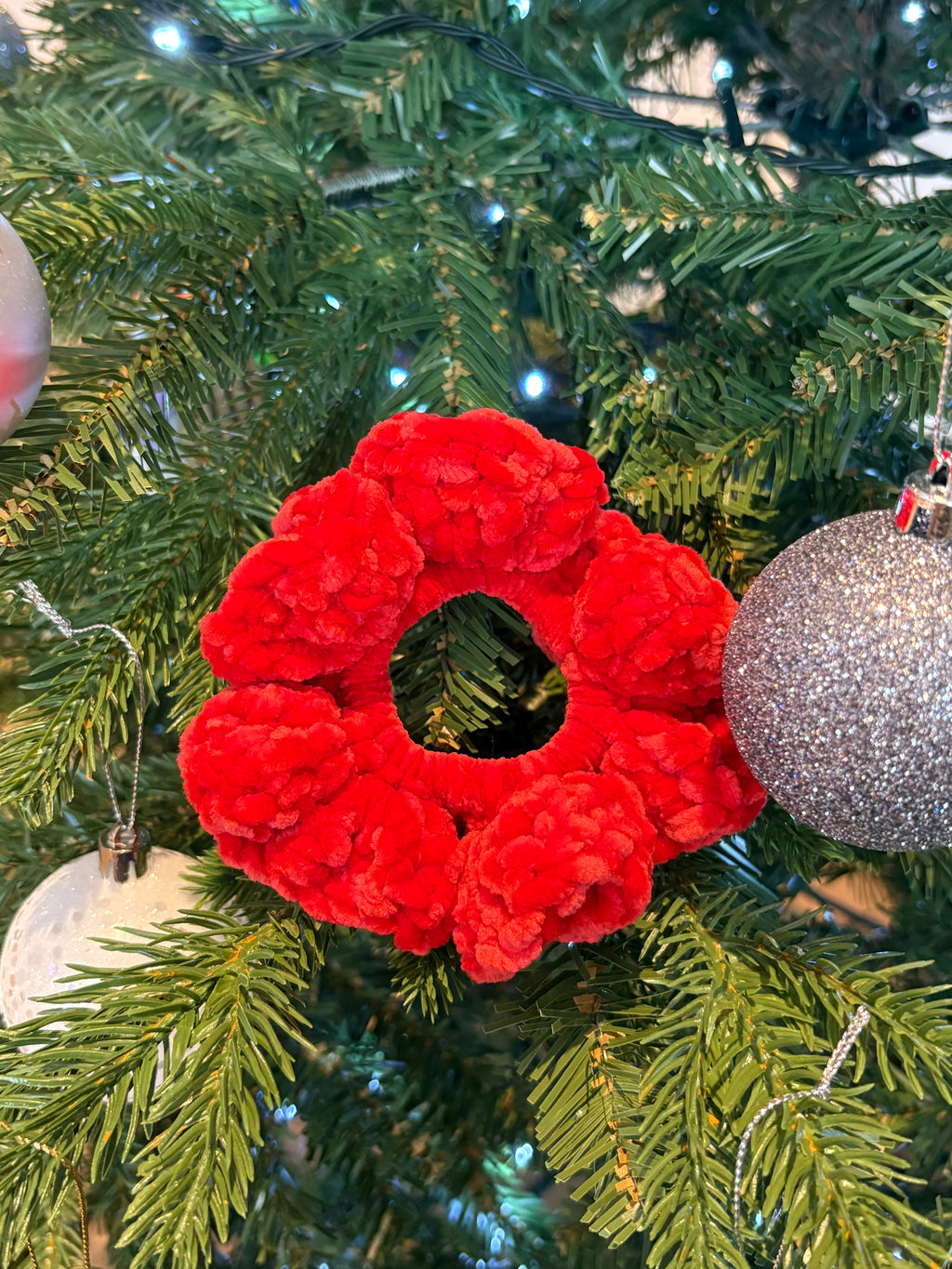 Christmas Red Velvet Crochet Scrunchie