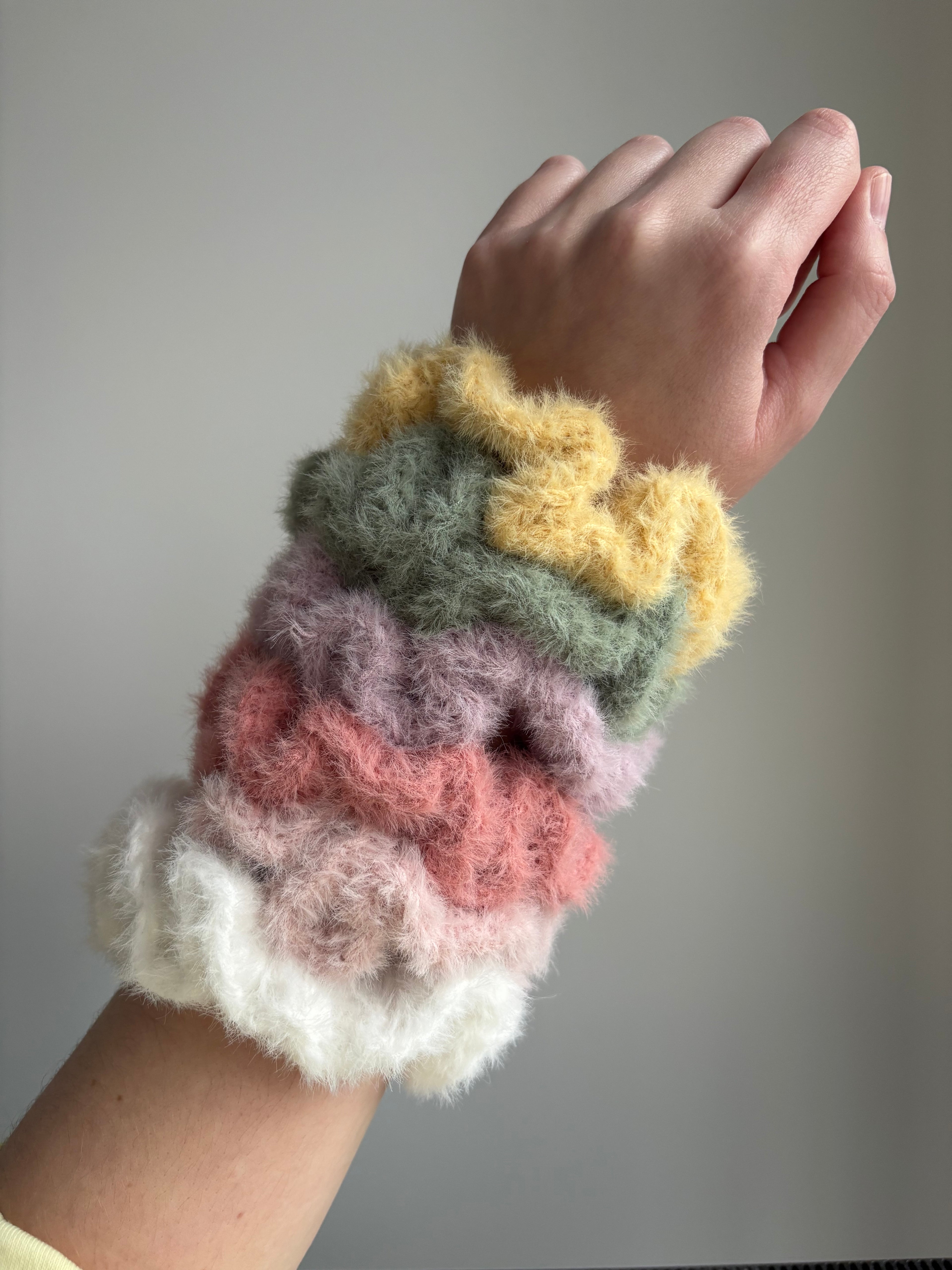 Blush Fluffy Crochet Scrunchie