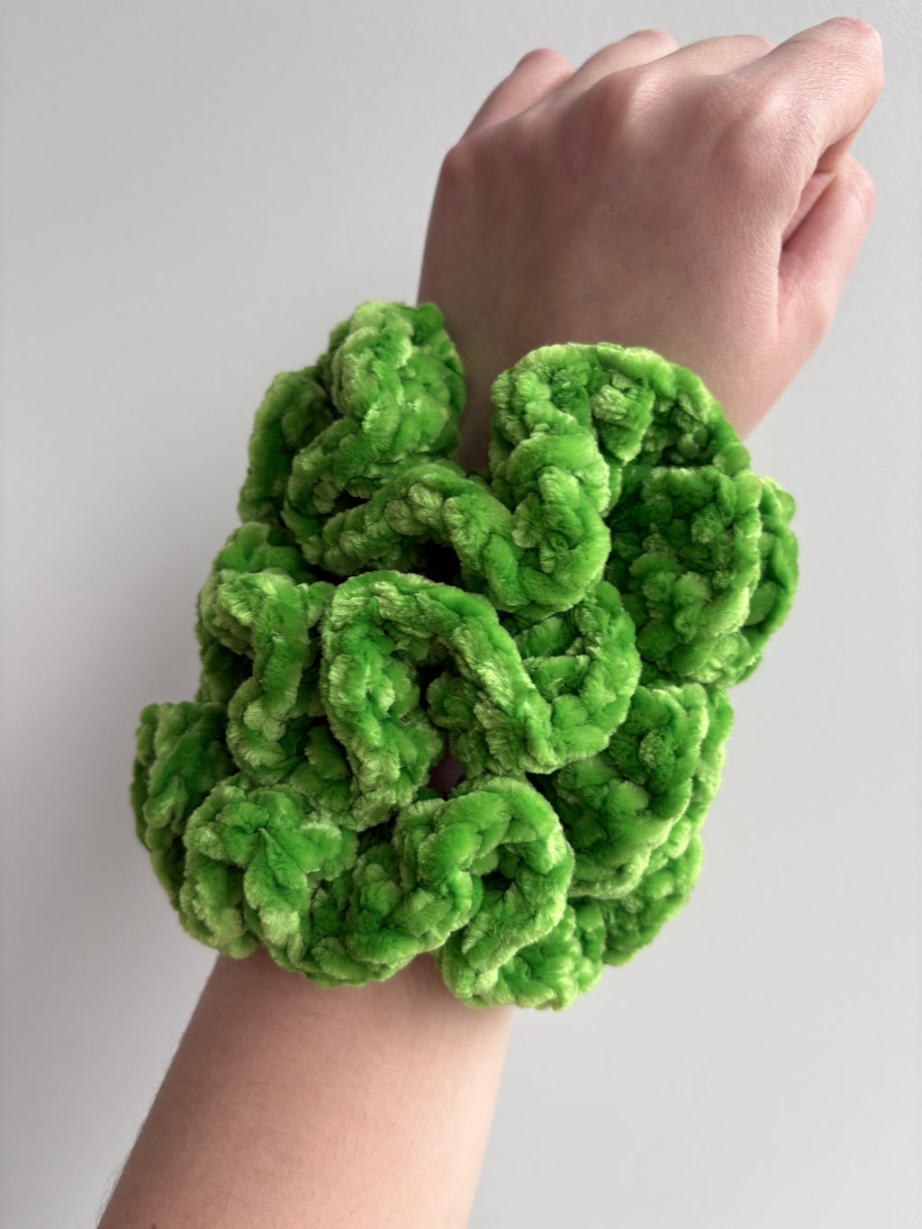 Frog Velvet Crochet Scrunchie