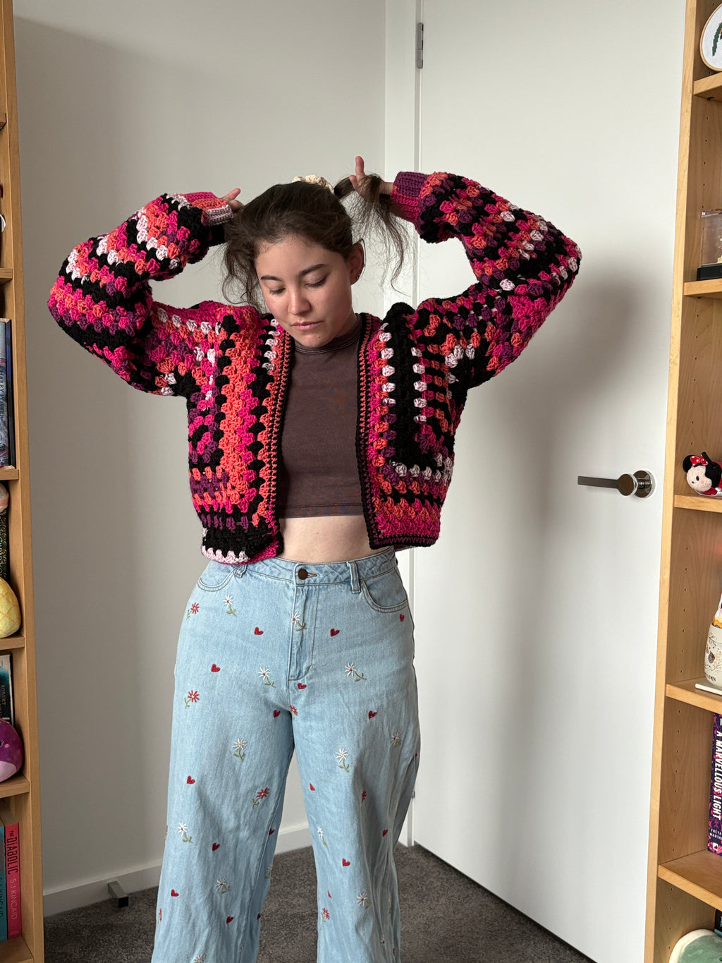 Small Dark Pink Crochet Cardigan