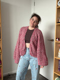 XL Pink Multi Crochet Cardigan