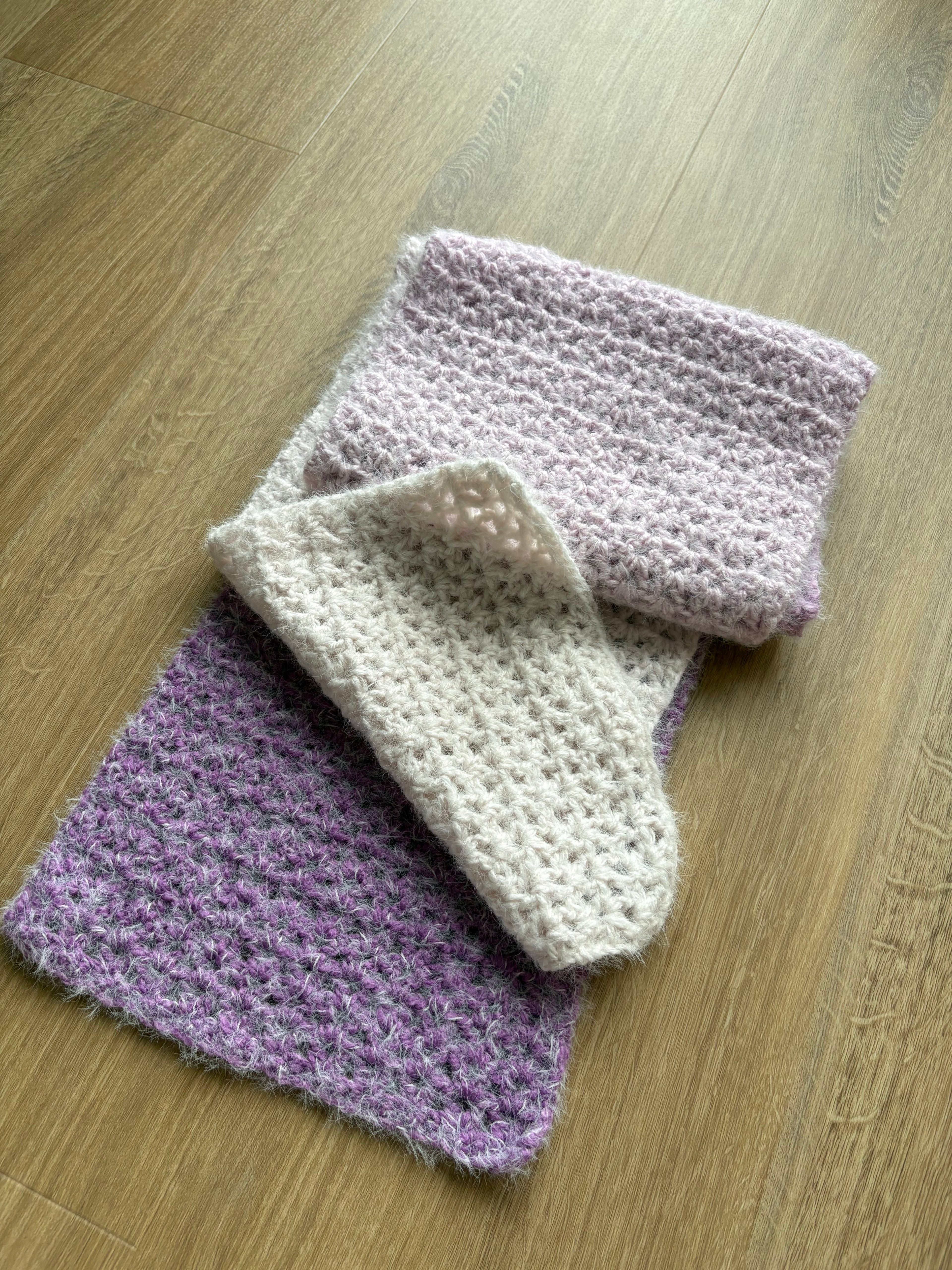 Purple Fluffy Crochet Ombre Scarf