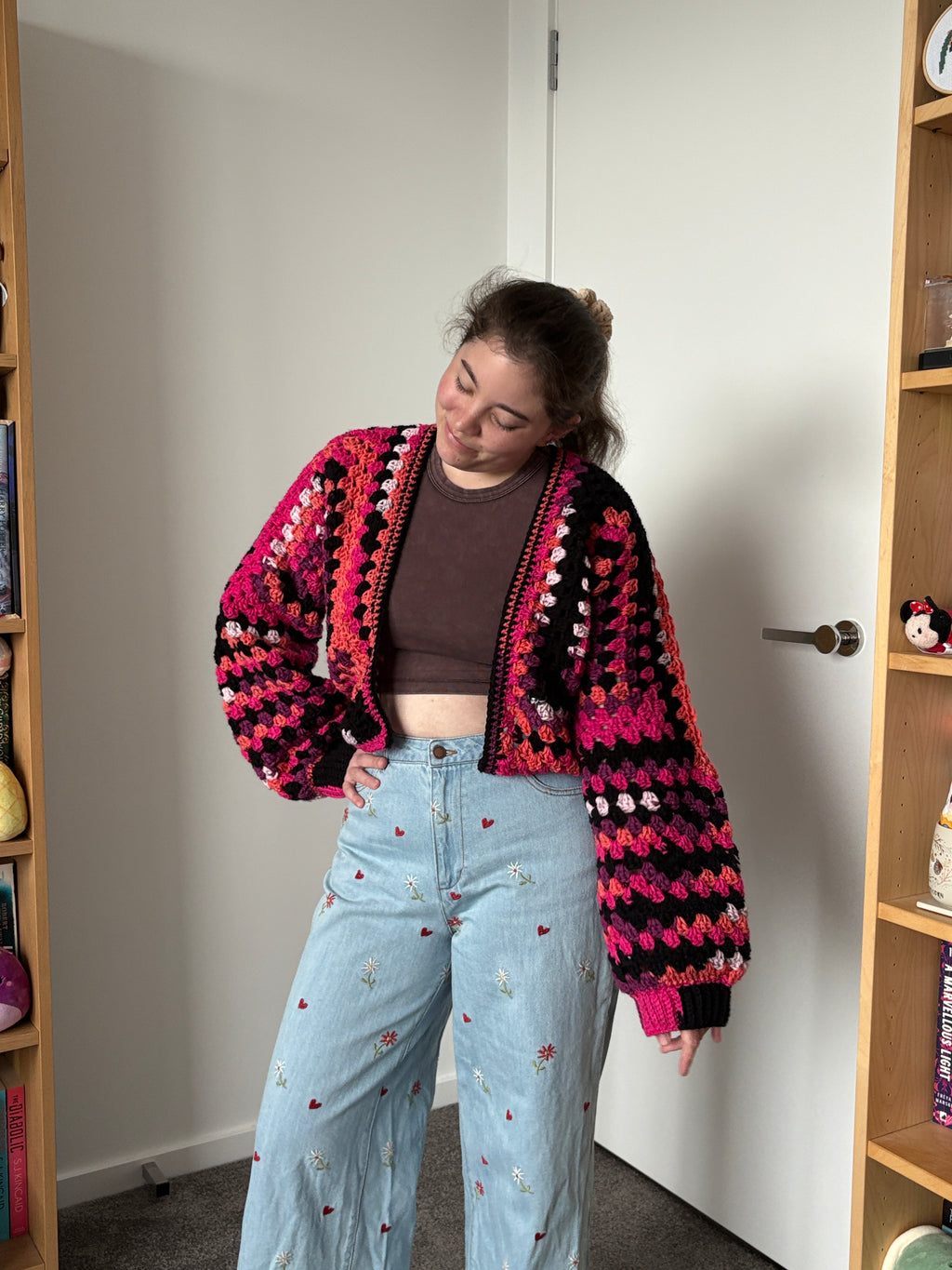 Small Dark Pink Crochet Cardigan