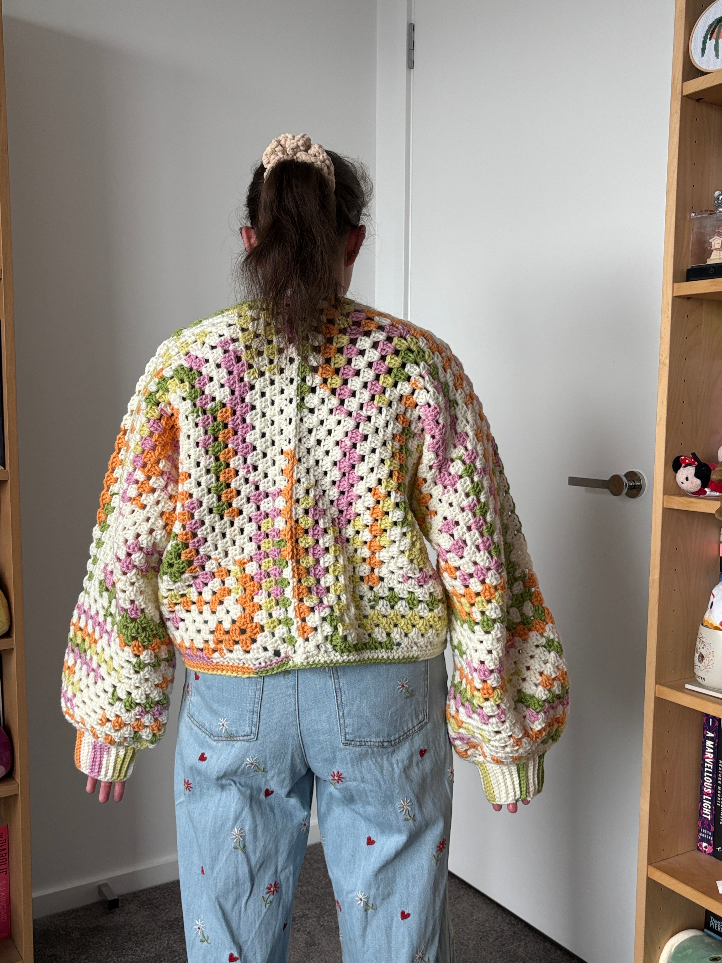 Large White and Spring Crochet Cardigan