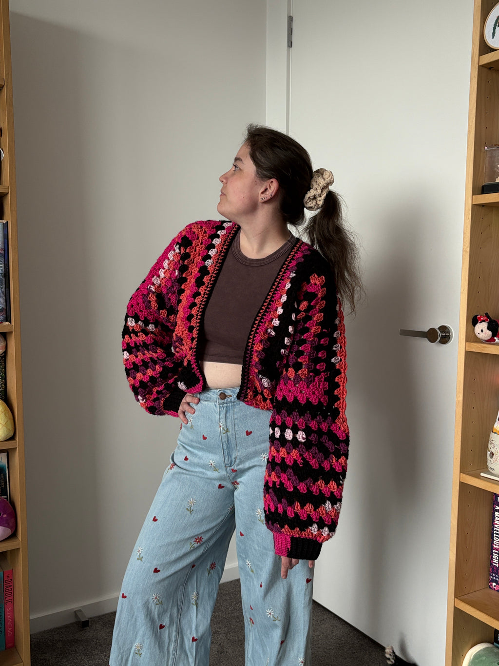 Small Dark Pink Crochet Cardigan