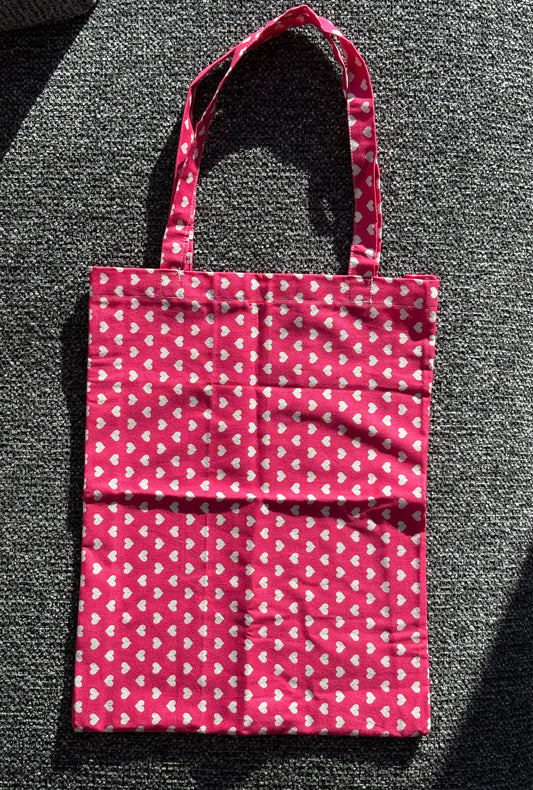 Hot Pink Glitter Heart Tote Bag