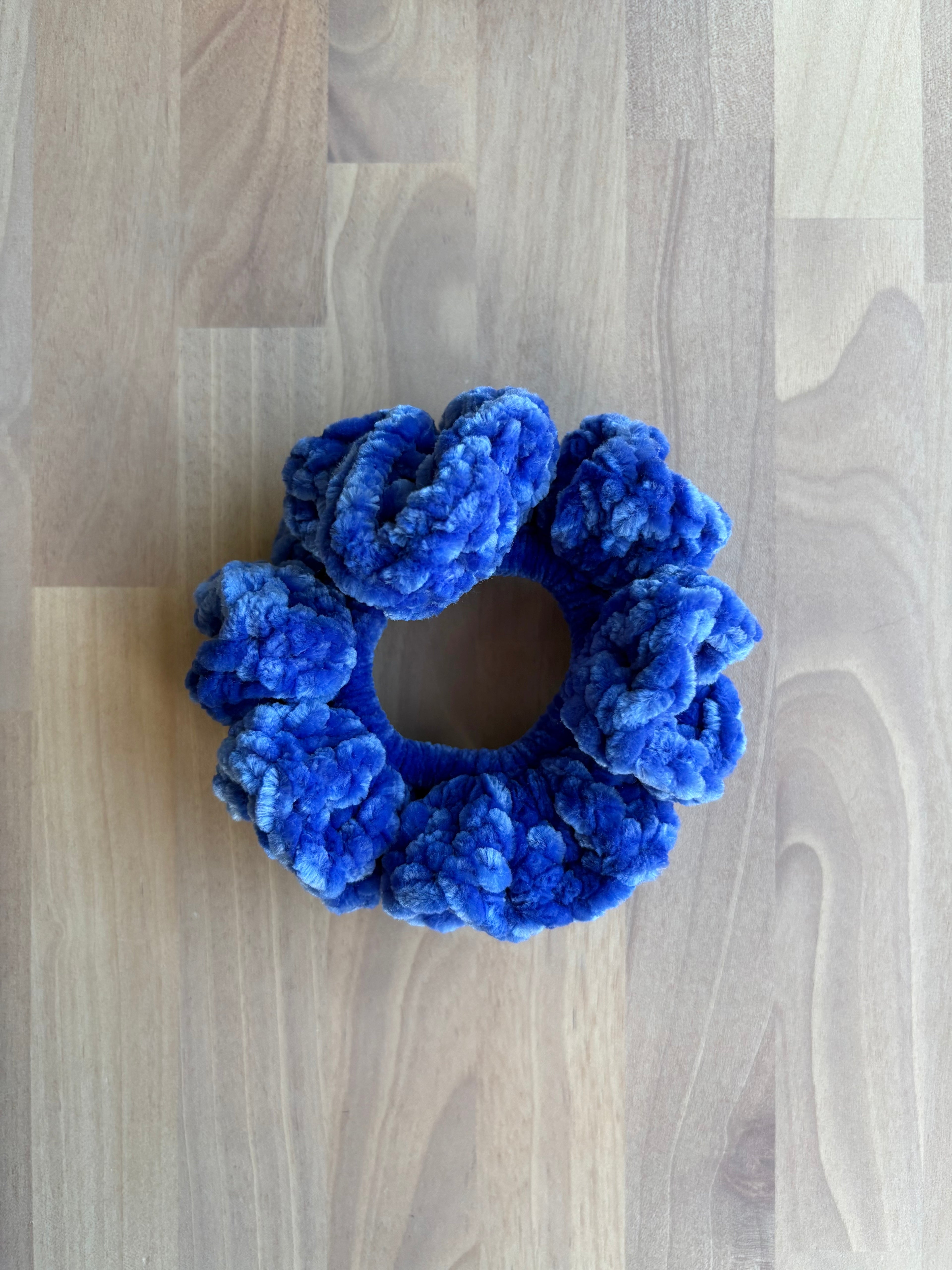Ocean Velvet Crochet Scrunchie