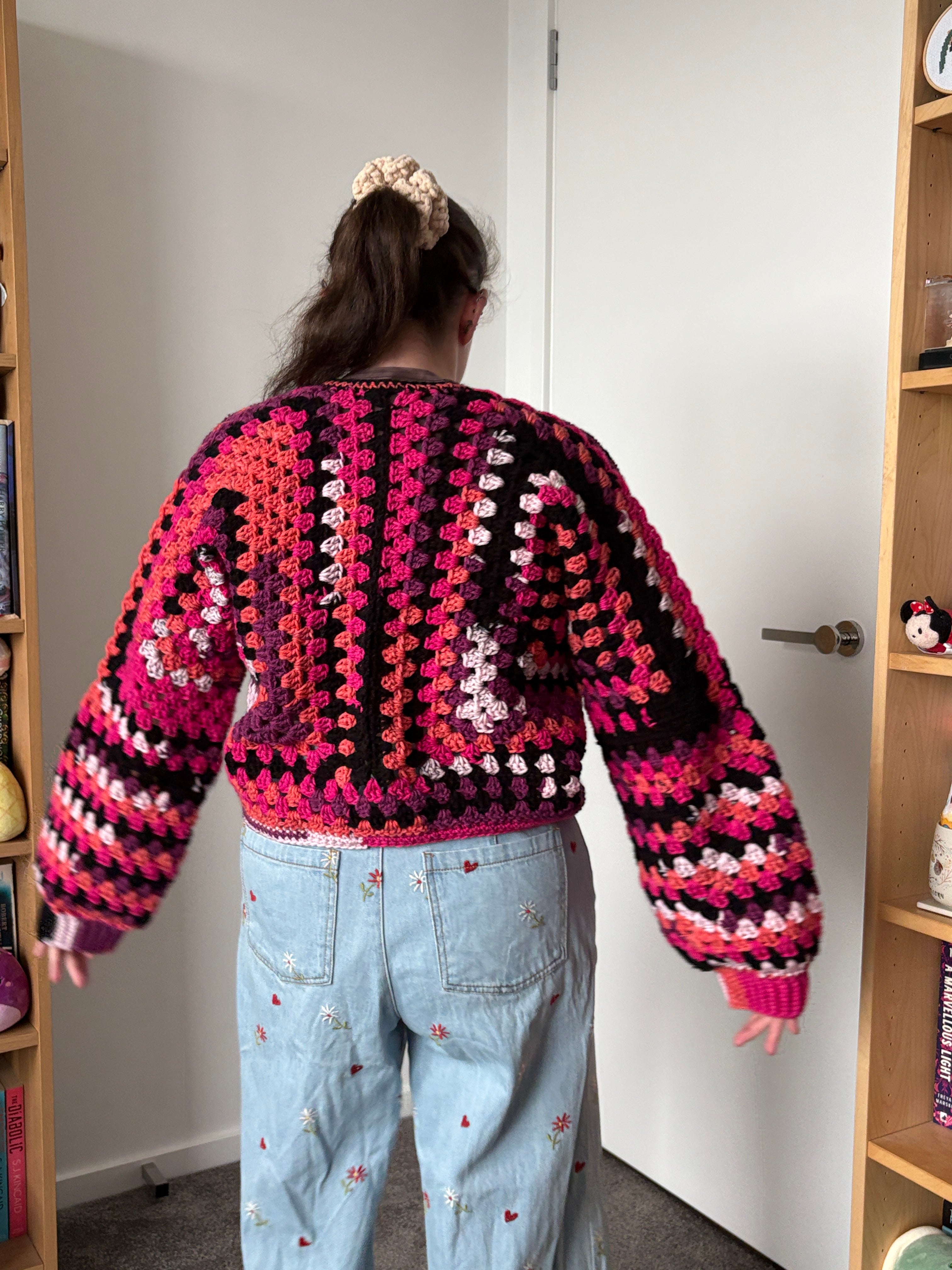 Small Dark Pink Crochet Cardigan