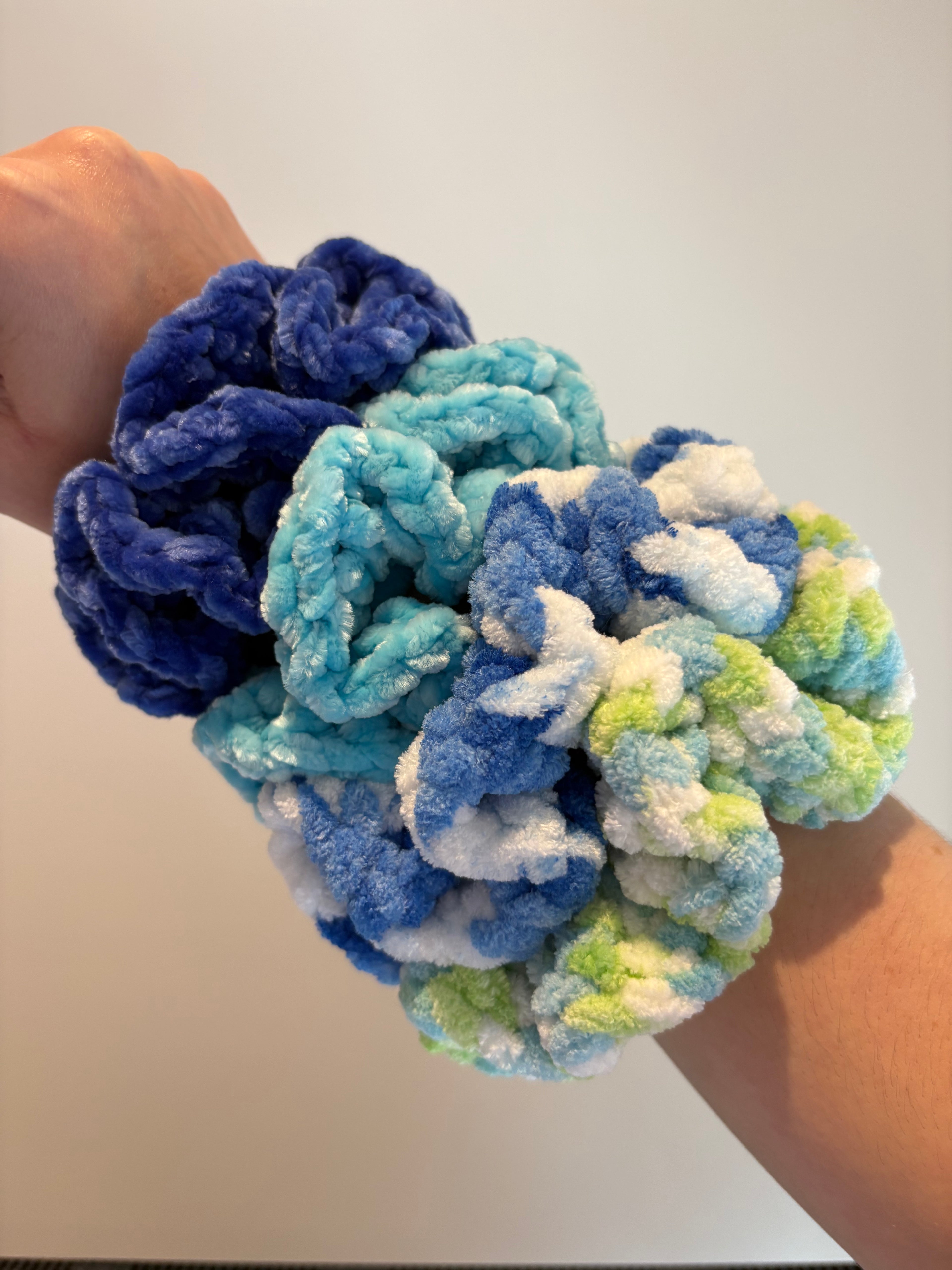 Ocean Velvet Crochet Scrunchie