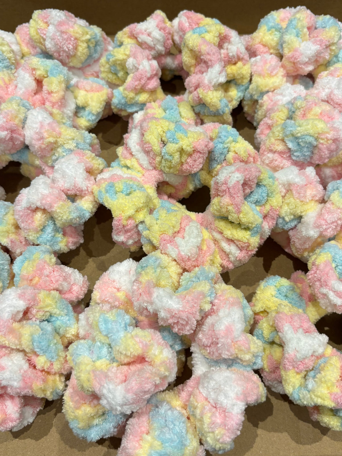 Rainbow Sherbet Crochet Scrunchie
