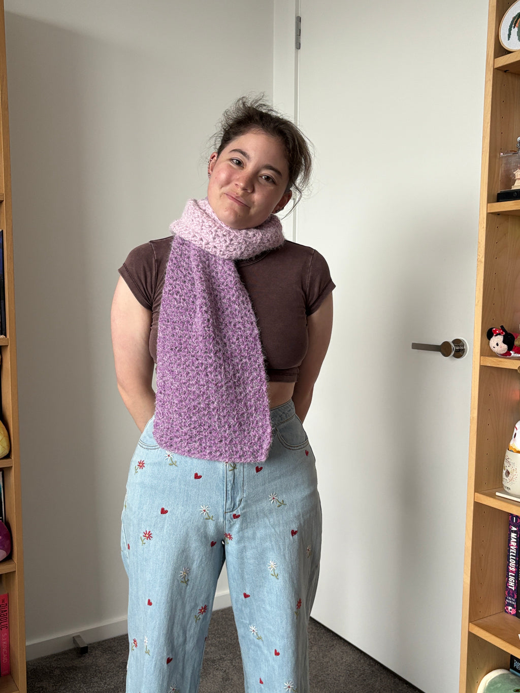 Purple Fluffy Crochet Ombre Scarf