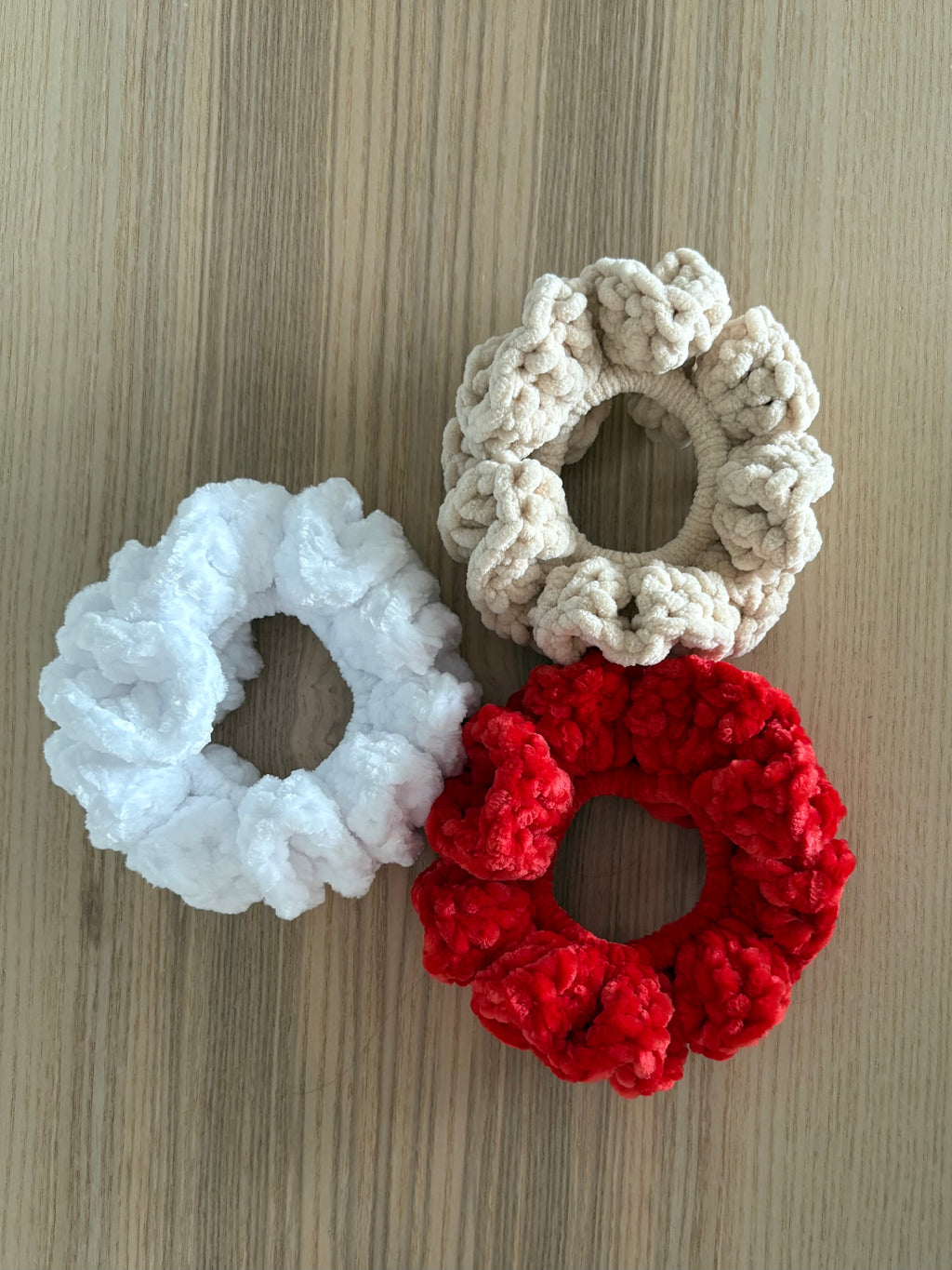 Christmas Red Velvet Crochet Scrunchie
