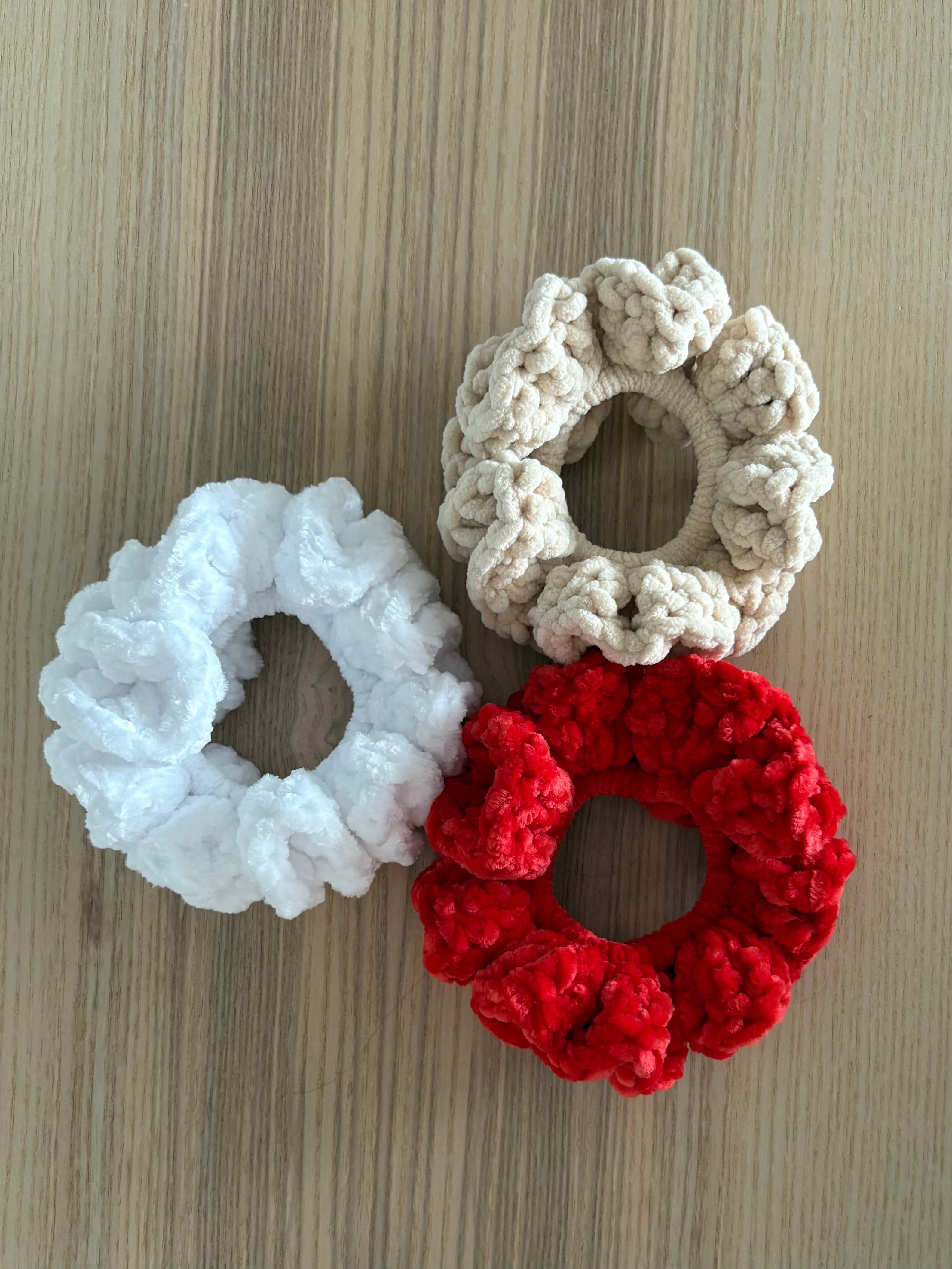 Christmas Red Velvet Crochet Scrunchie