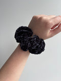 Black Velvet Crochet Scrunchie