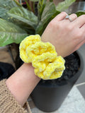 Lemon Velvet Crochet Scrunchie
