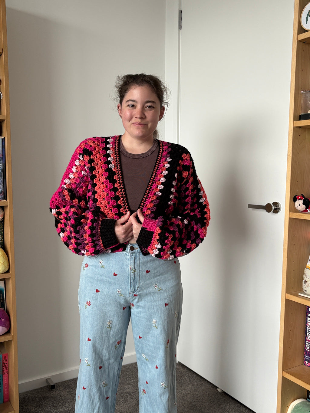 Small Dark Pink Crochet Cardigan