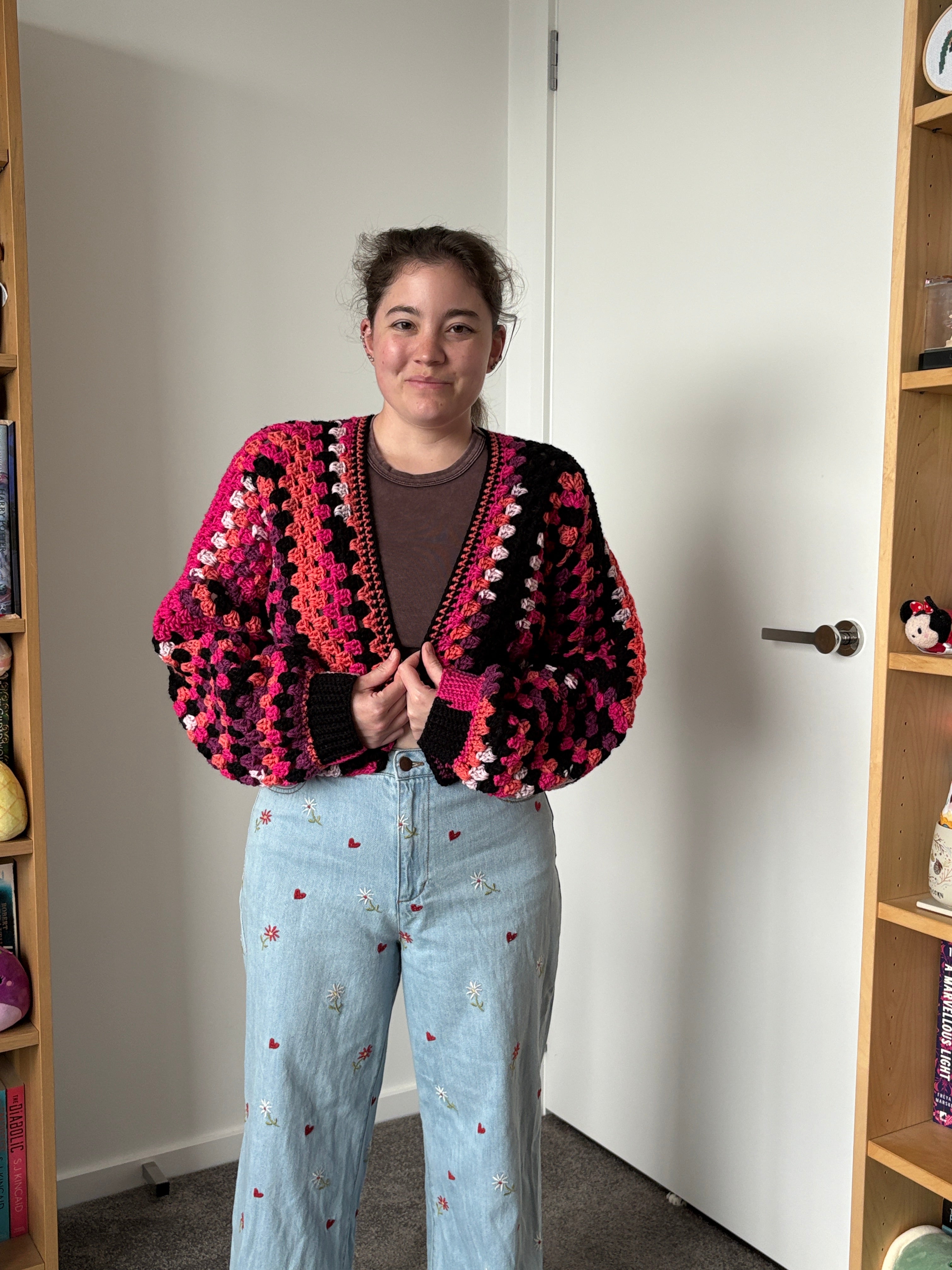 Small Dark Pink Crochet Cardigan