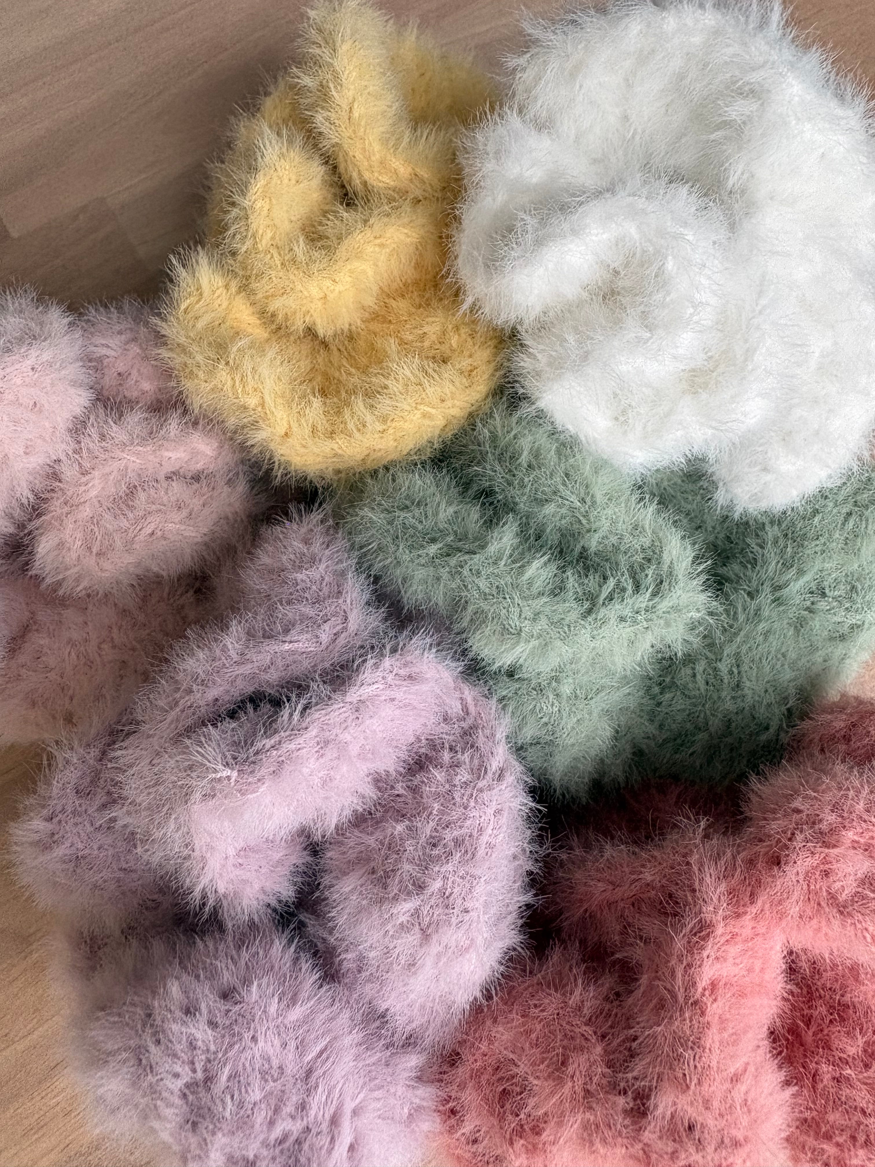 Blush Fluffy Crochet Scrunchie