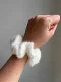 White Fluffy Crochet Scrunchie