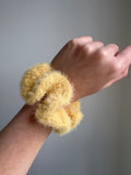 Yellow Fluffy Crochet Scrunchie