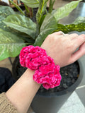 Fuschia Velvet Crochet Scrunchie