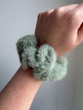Green Fluffy Crochet Scrunchie