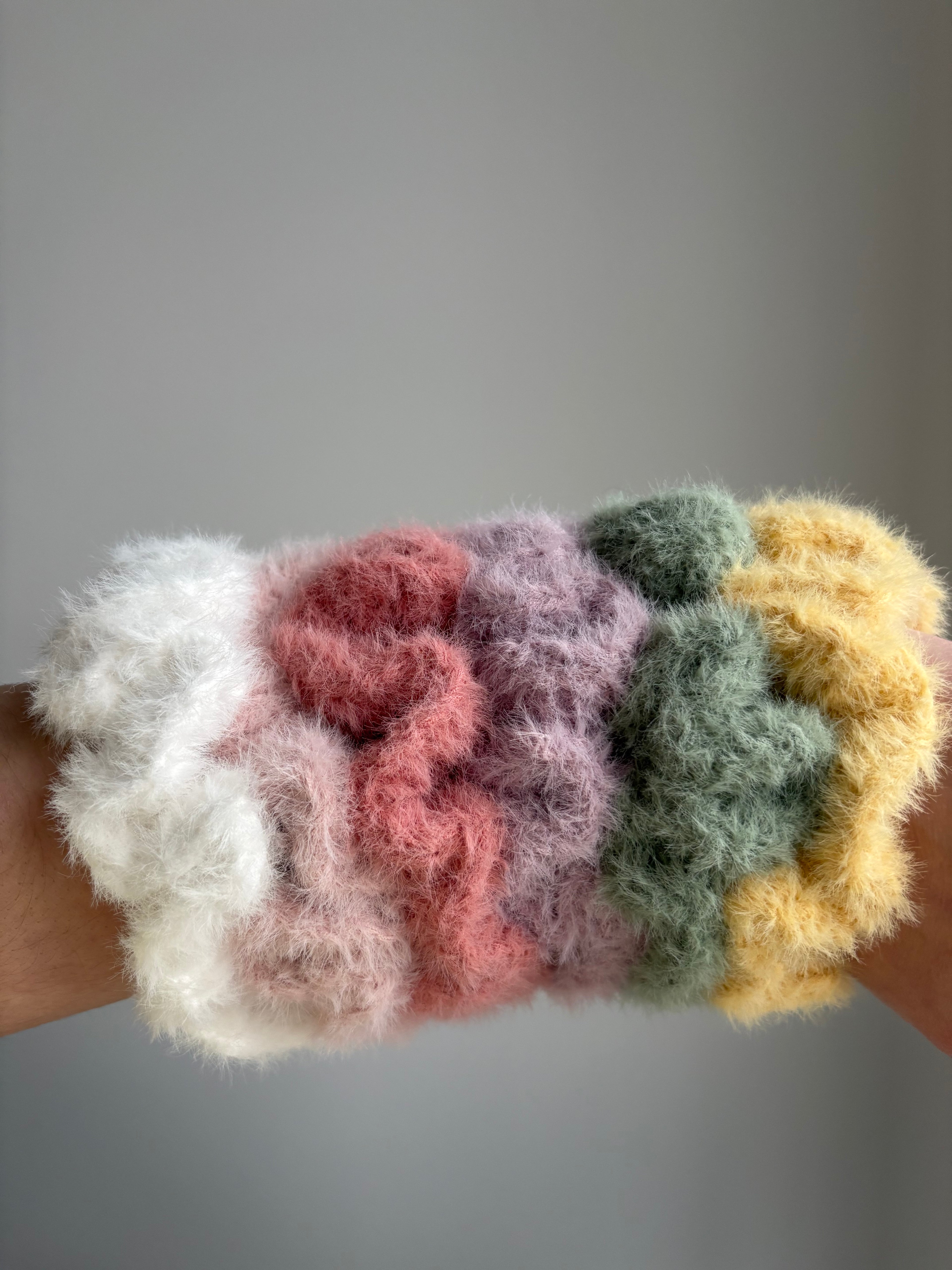 Blush Fluffy Crochet Scrunchie