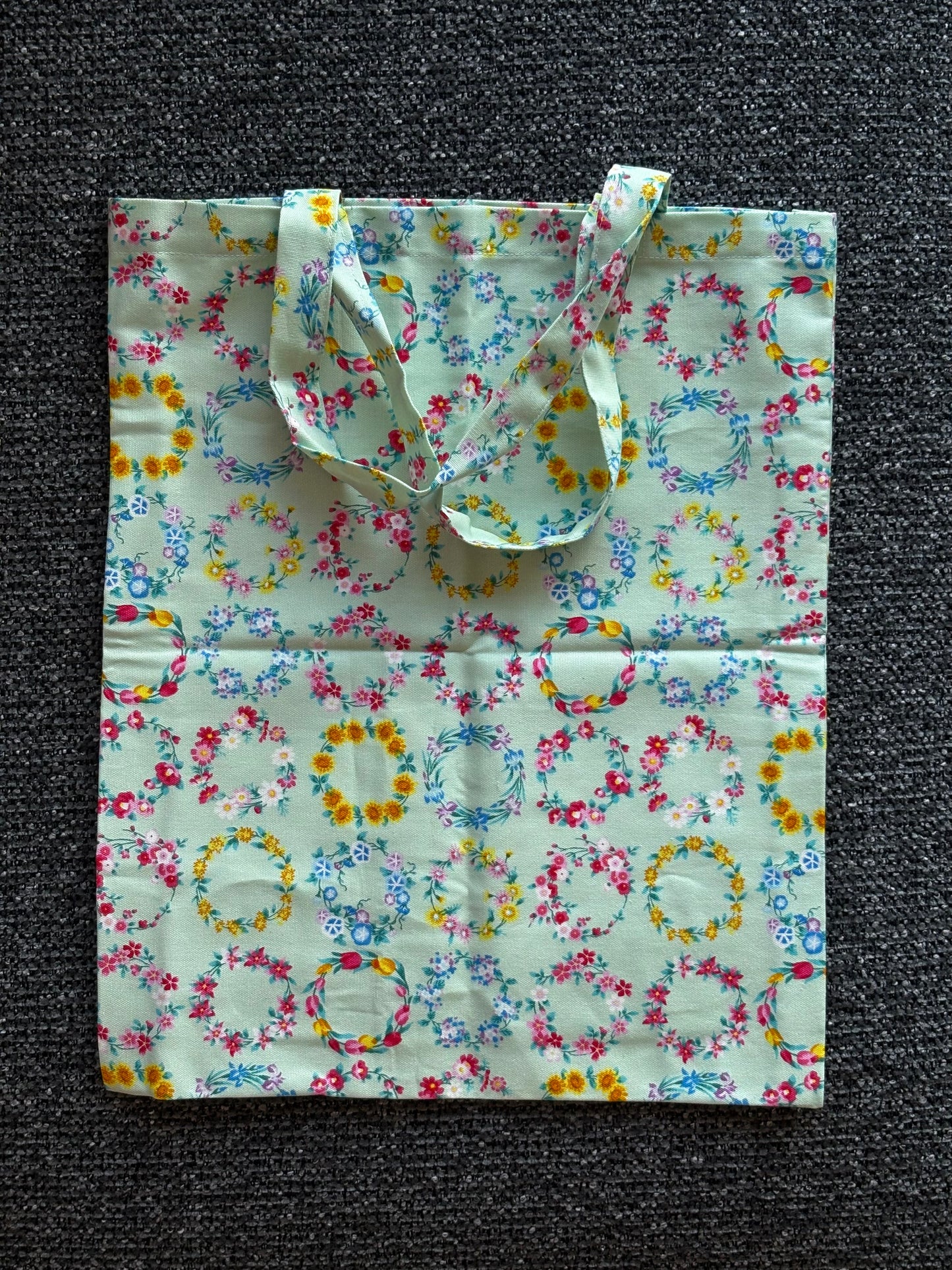 Mint Floral Wreath Tote Bag