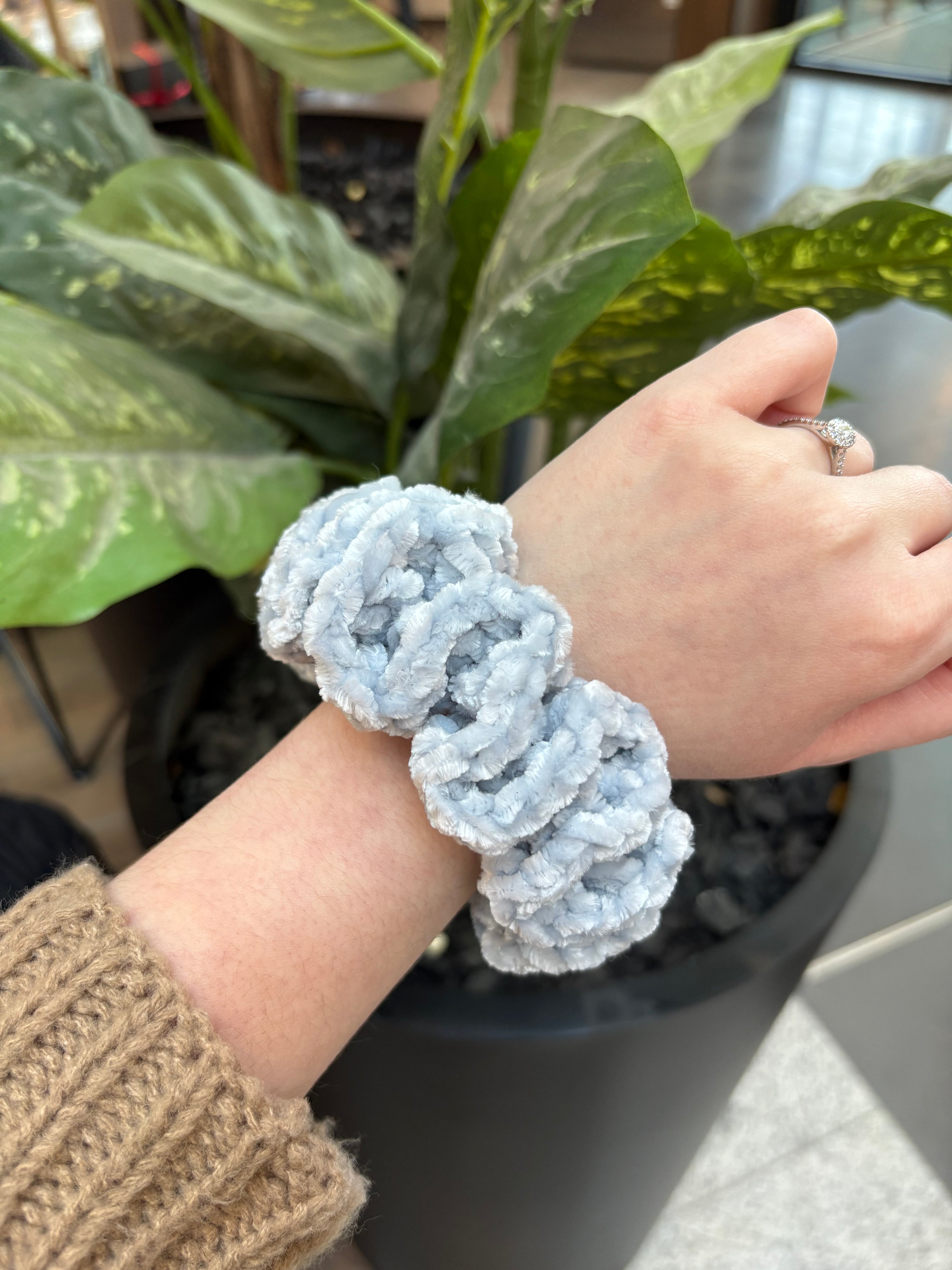 Ice Velvet Crochet Scrunchie