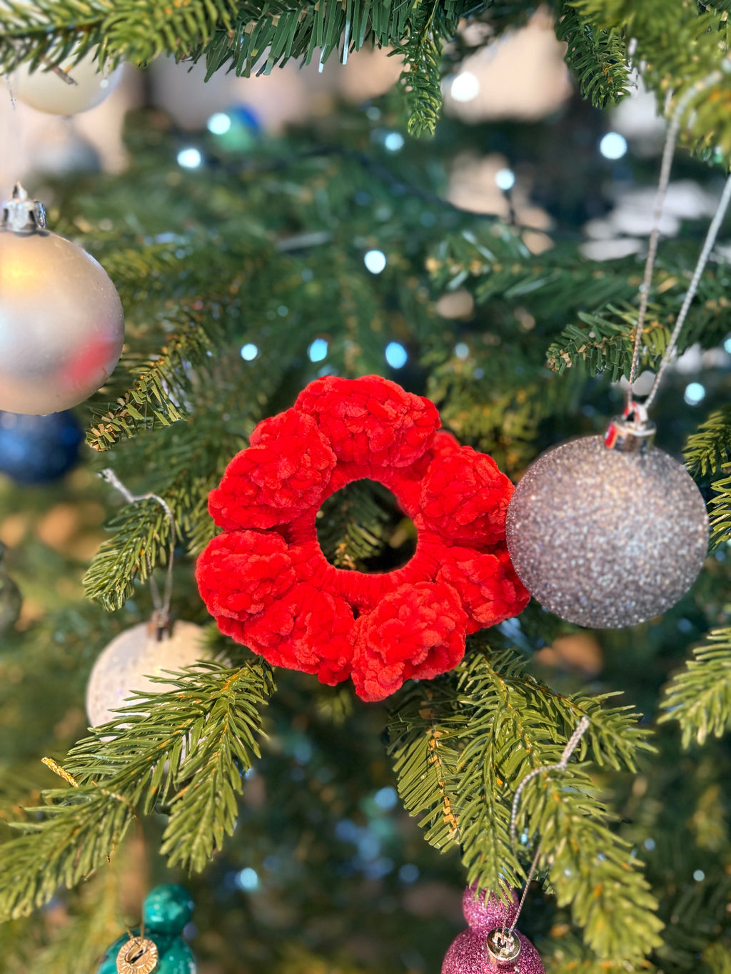 Christmas Red Velvet Crochet Scrunchie