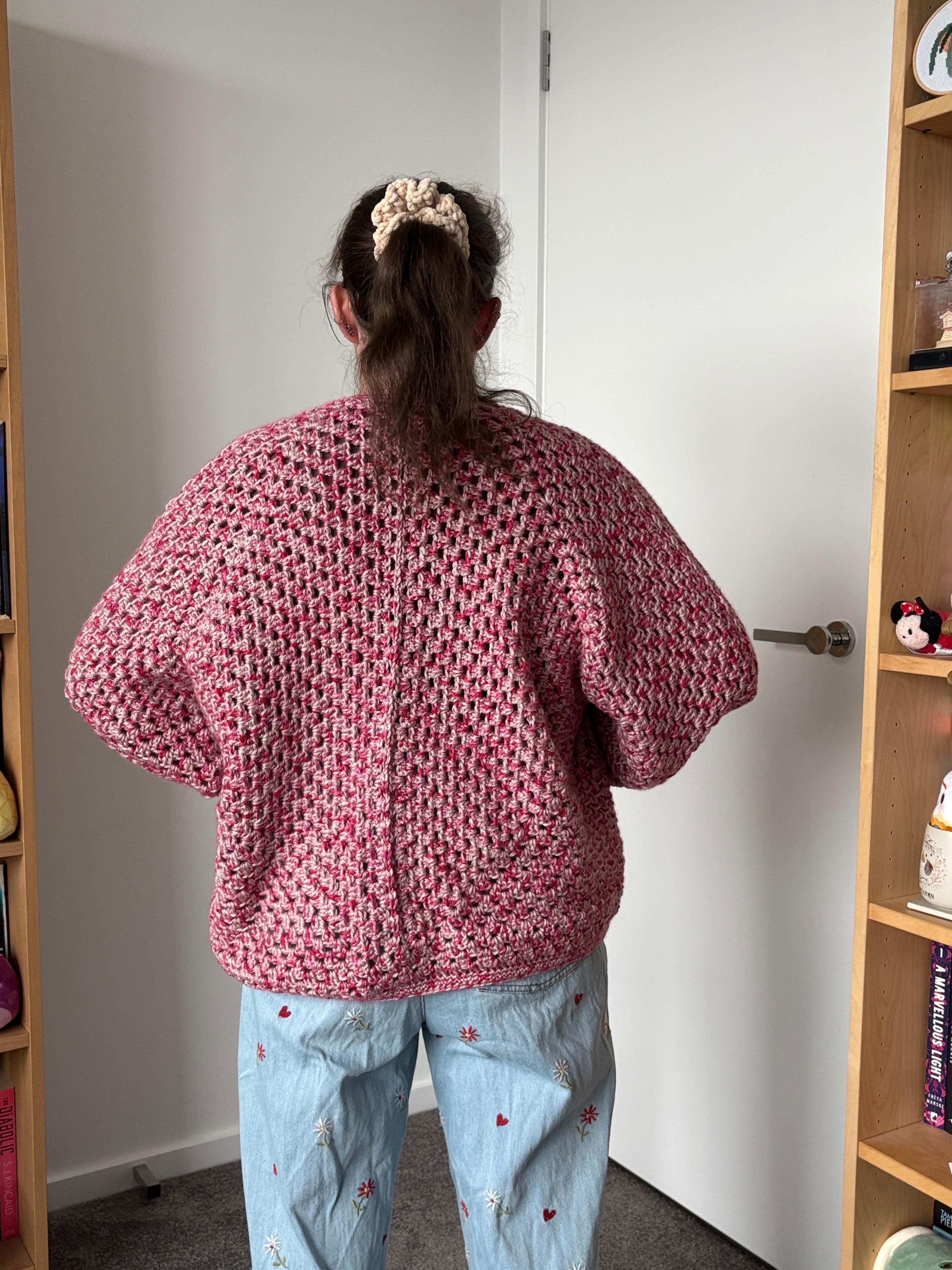 XL Pink Multi Crochet Cardigan