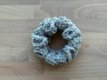Grey Glitter Velvet Crochet Scrunchie