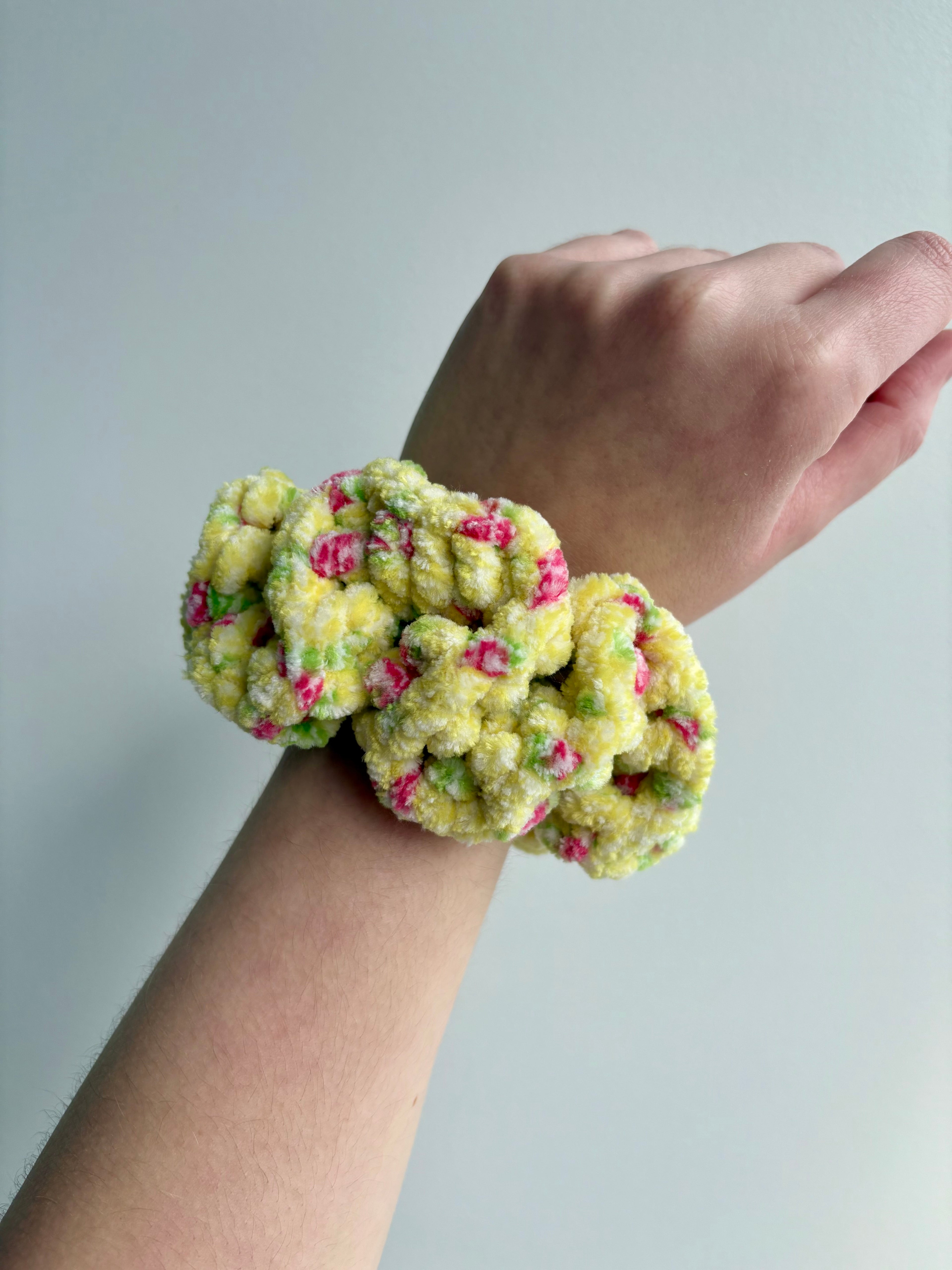 Buttercup Velvet Crochet Scrunchie